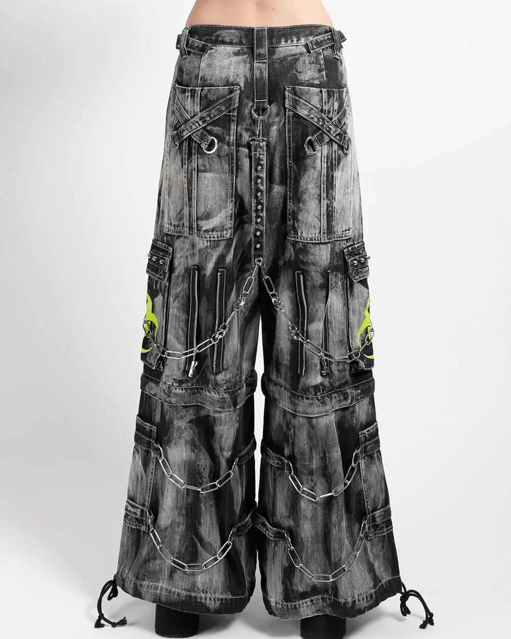 Tripp NYC Zip-Off Biohazard Black Denim Storm Wash Unisex Pant - Image 16