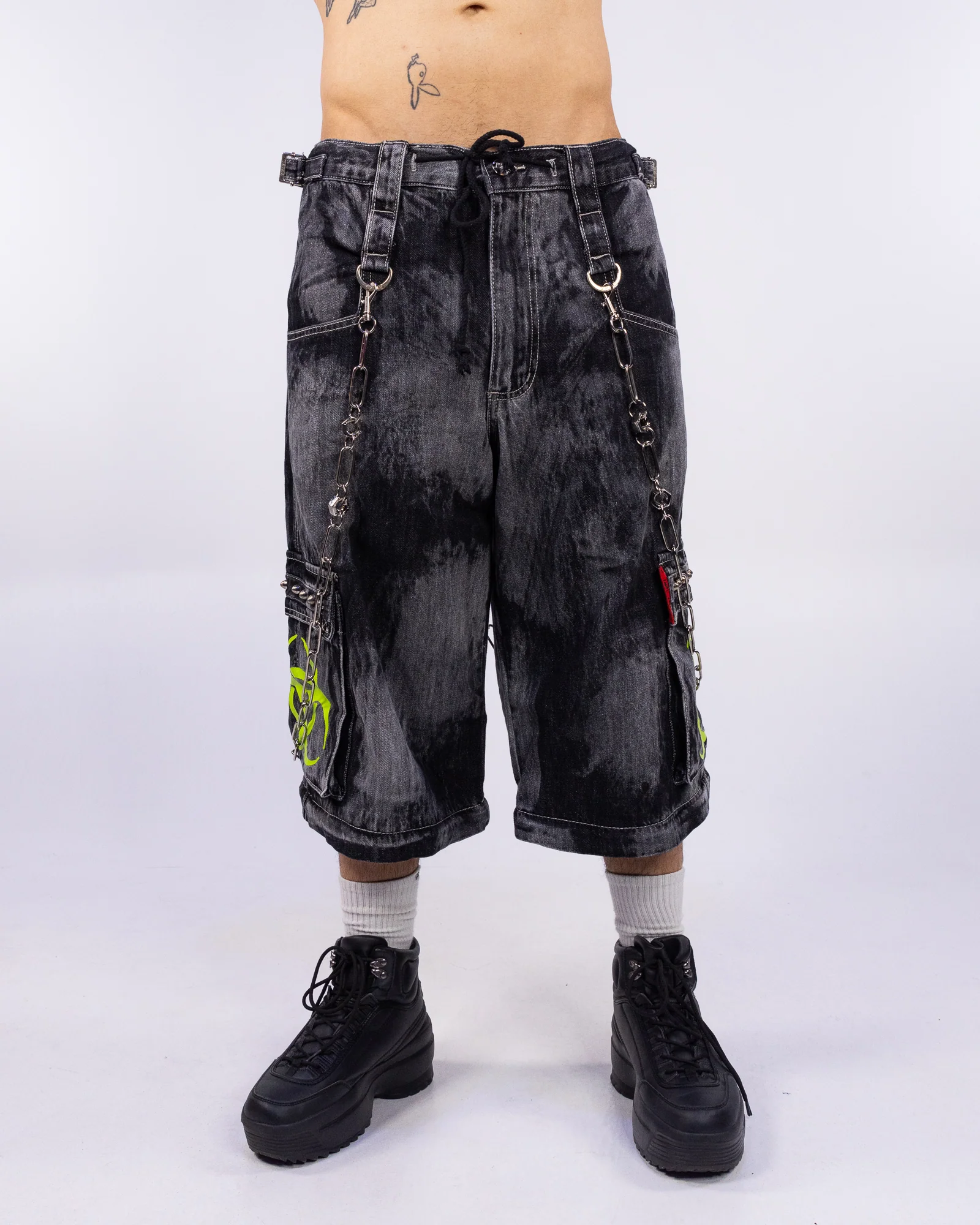 Tripp NYC Zip-Off Biohazard Black Denim Storm Wash Unisex Pant - Image 2