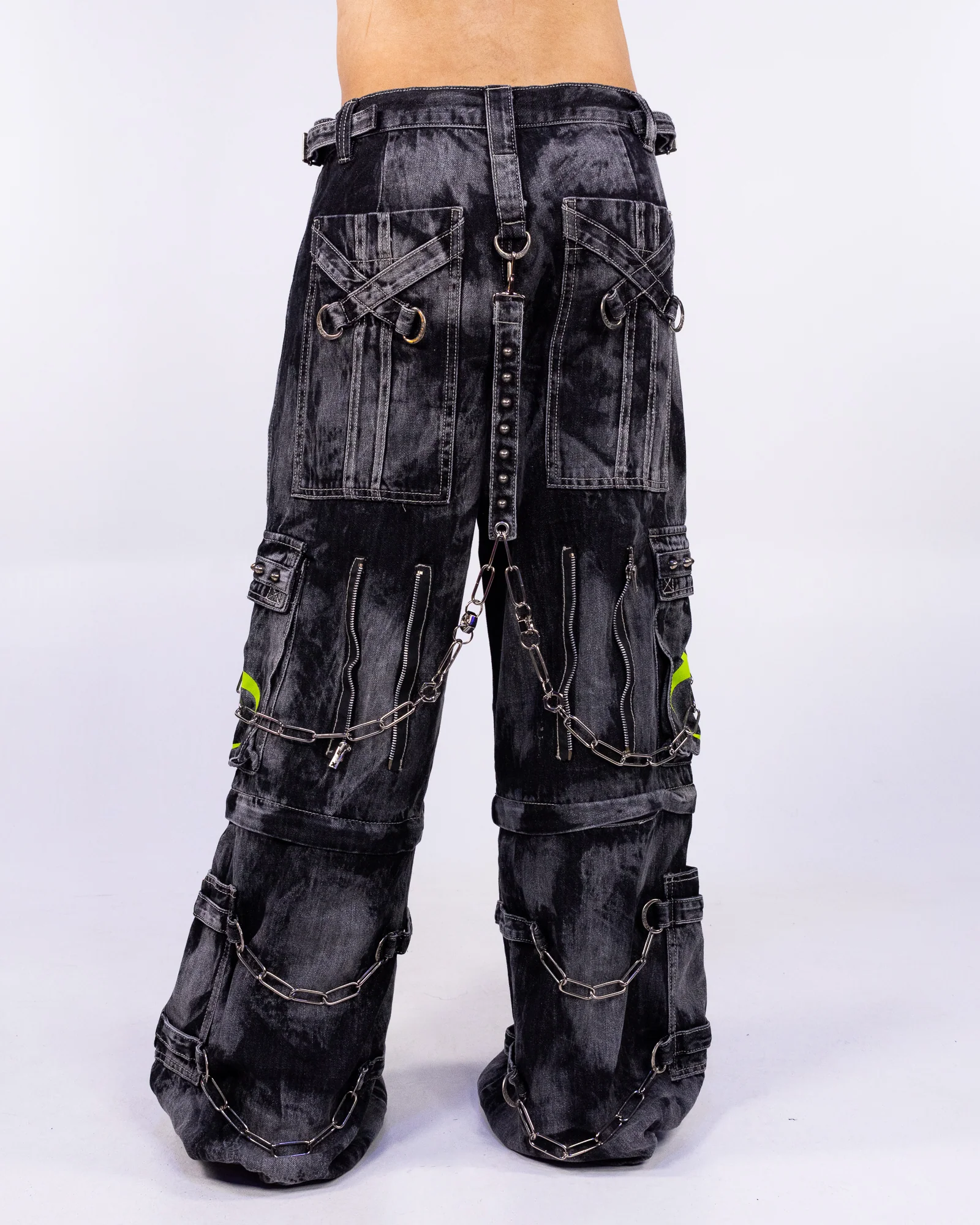 Tripp NYC Zip-Off Biohazard Black Denim Storm Wash Unisex Pant - Image 7