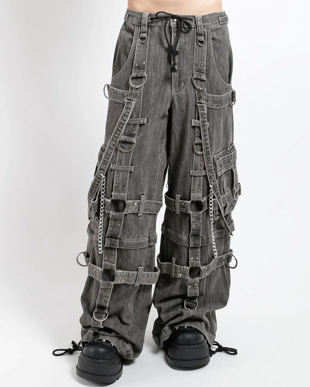 Tripp NYC Zip-Off Harness Dark Street Black Denim Unisex Pant - Image 11
