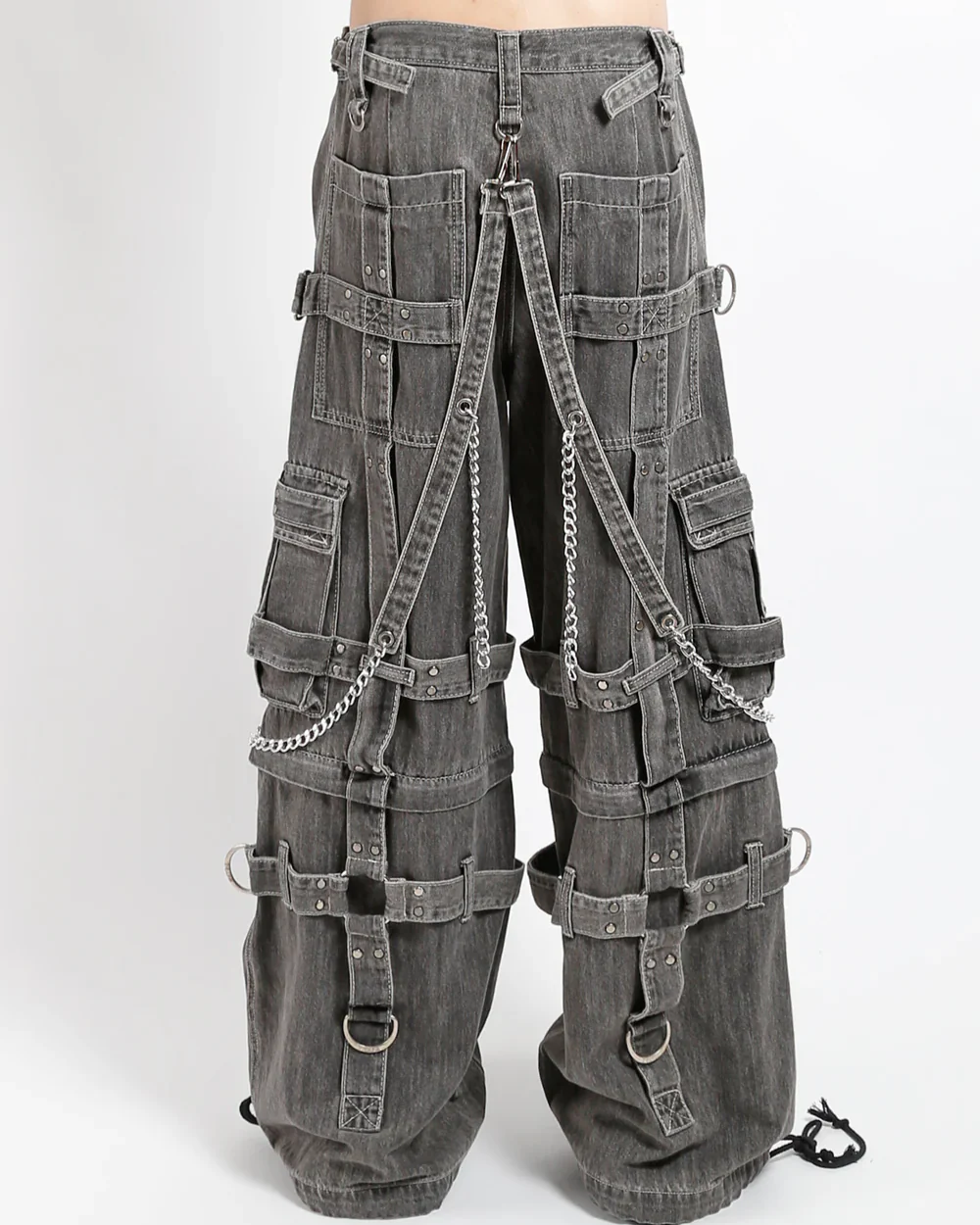 Tripp NYC Zip-Off Harness Dark Street Black Denim Unisex Pant - Image 12