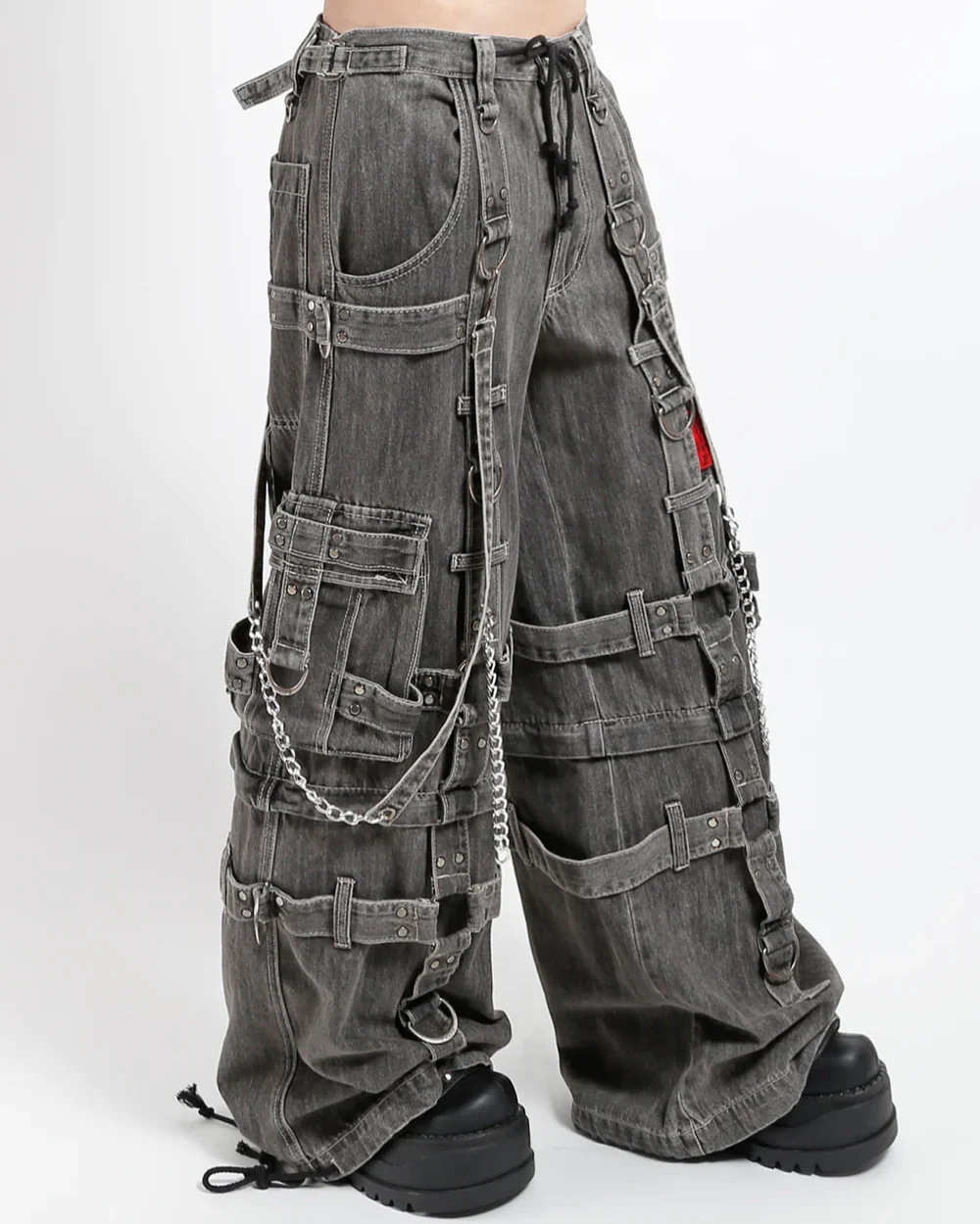 Tripp NYC Zip-Off Harness Dark Street Black Denim Unisex Pant - Image 13