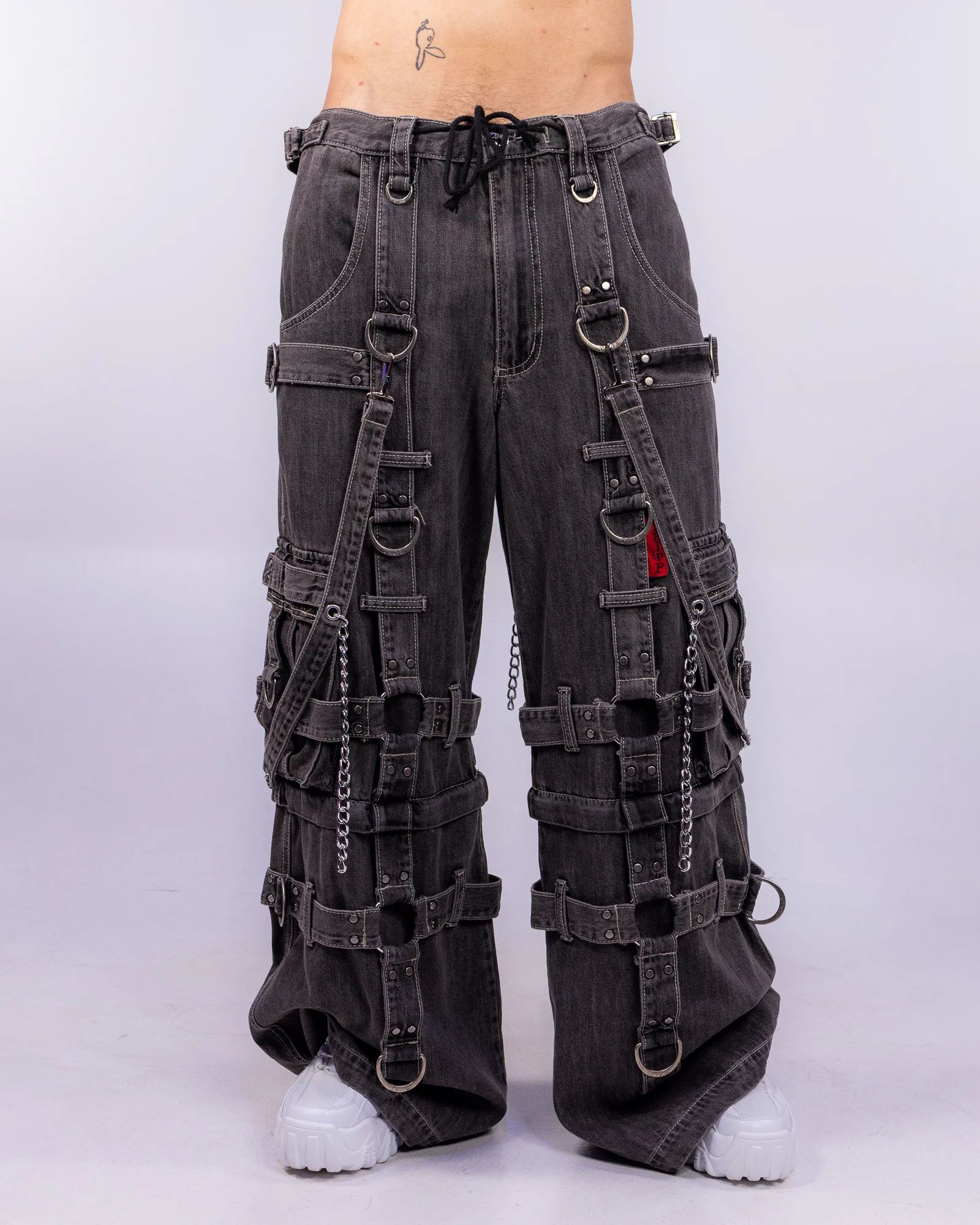 Tripp NYC Zip-Off Harness Dark Street Black Denim Unisex Pant - Image 4