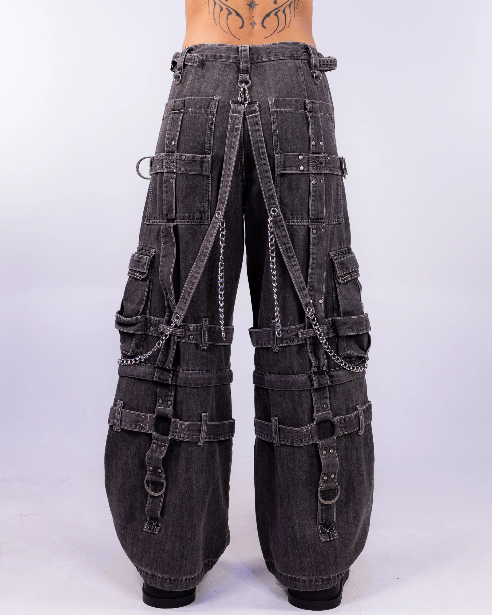 Tripp NYC Zip-Off Harness Dark Street Black Denim Unisex Pant - Image 5