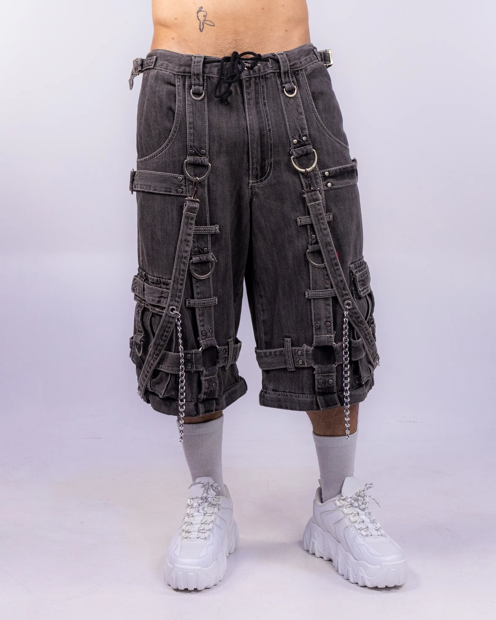 Tripp NYC Zip-Off Harness Dark Street Black Denim Unisex Pant - Image 6