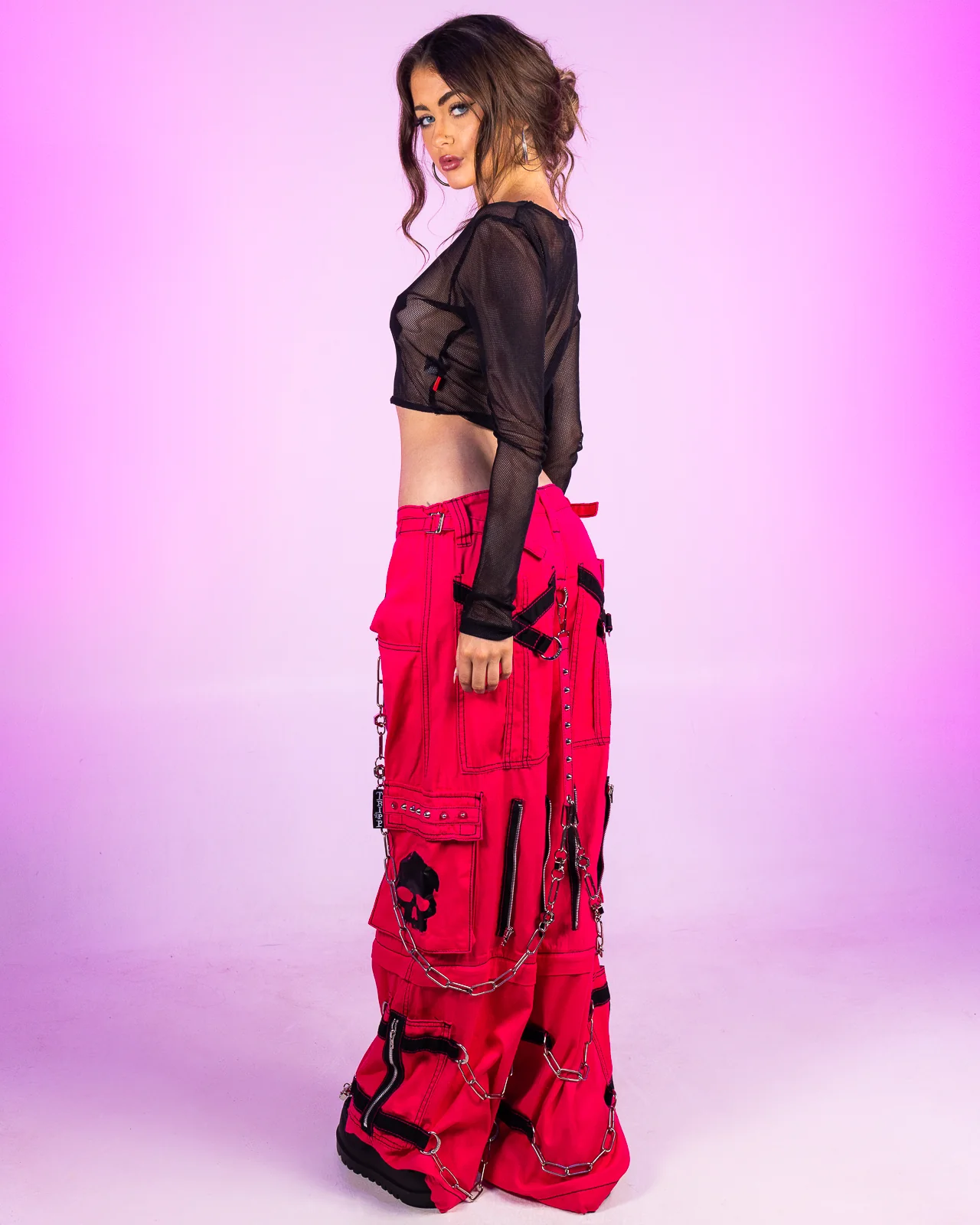 Tripp NYC Zip-Off Pink Skull Pants - Image 6