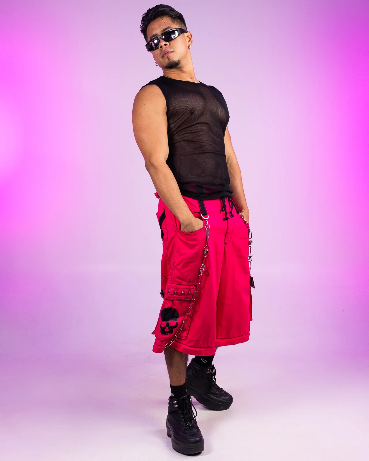 Tripp NYC Zip-Off Pink Skull Pants - Image 7